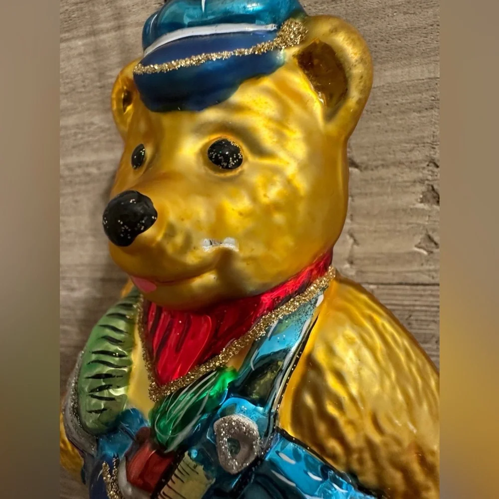 Handblown Glass Kurt Adler Polonaise Komozja Ornament - Painter Bear - Christmas